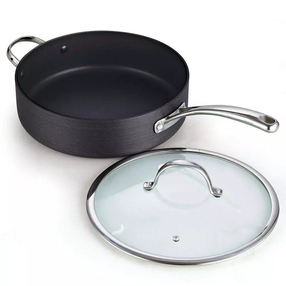 5 qt. Hard-Anodized Aluminum Nonstick Deep Saute Pan in Black with Glass Lid by Cooks Standard 5 5 qt. Hard-Anodized Aluminum Nonstick Deep Saute Pan in Black with Glass Lid by Cooks Standard - Image 3