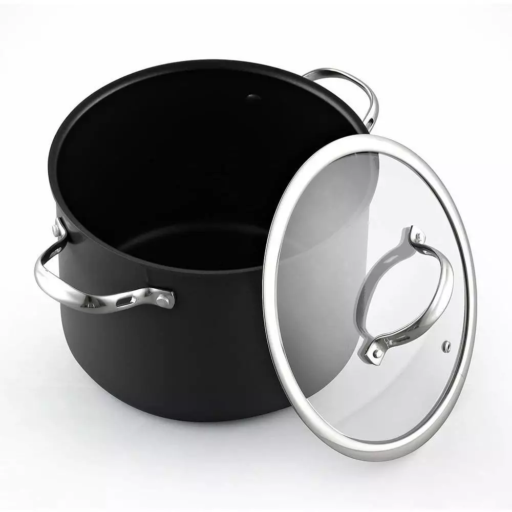 8 qt. Hard Anodized Premium Grade Aluminum Nonstick Stockpot with Cover, Black by Cooks Standard 6 8 qt. Hard Anodized Premium Grade Aluminum Nonstick Stockpot with Cover, Black by Cooks Standard - Image 4