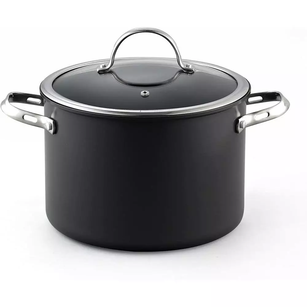 8 qt. Hard Anodized Premium Grade Aluminum Nonstick Stockpot with Cover, Black by Cooks Standard 4 8 qt. Hard Anodized Premium Grade Aluminum Nonstick Stockpot with Cover, Black by Cooks Standard - Image 2