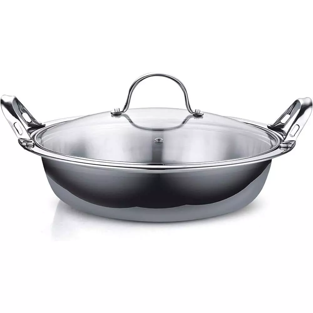 Large 14 in. Multi-Ply Clad Stainless Steel Induction Tagine Wok with 2 Handle and Extra Glass Lid by Cooks Standard 5 Large 14 in. Multi-Ply Clad Stainless Steel Induction Tagine Wok with 2 Handle and Extra Glass Lid by Cooks Standard - Image 3