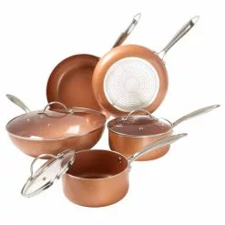 8-Piece Copper Nonstick Ceramic Coated Alimi-Shield Cookware Set by Classic Cuisine
