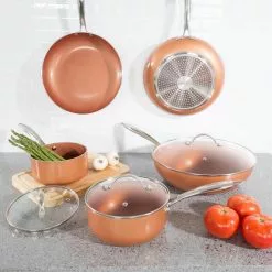 Allumi-Shield 8-Piece Aluminum Ceramic Nonstick Cookware Set in Copper by Classic Cuisine 11 Allumi-Shield 8-Piece Aluminum Ceramic Nonstick Cookware Set in Copper by Classic Cuisine -Cookware Sales Shop copper classic cuisine pot pan sets m030114 31 1000