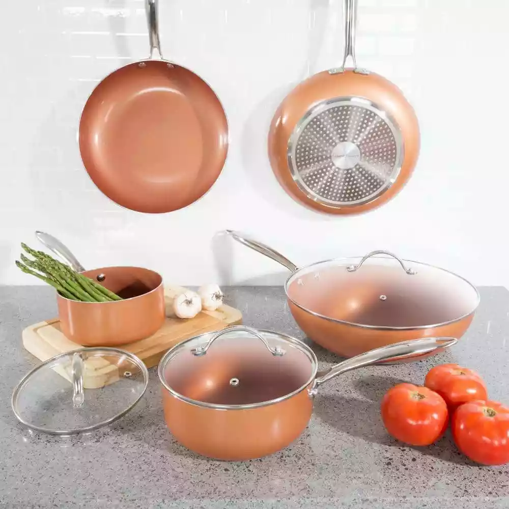 Allumi-Shield 8-Piece Aluminum Ceramic Nonstick Cookware Set in Copper by Classic Cuisine 7 Allumi-Shield 8-Piece Aluminum Ceramic Nonstick Cookware Set in Copper by Classic Cuisine - Image 5