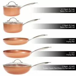 Allumi-Shield 8-Piece Aluminum Ceramic Nonstick Cookware Set in Copper by Classic Cuisine 9 Allumi-Shield 8-Piece Aluminum Ceramic Nonstick Cookware Set in Copper by Classic Cuisine -Cookware Sales Shop copper classic cuisine pot pan sets m030114 4f 1000