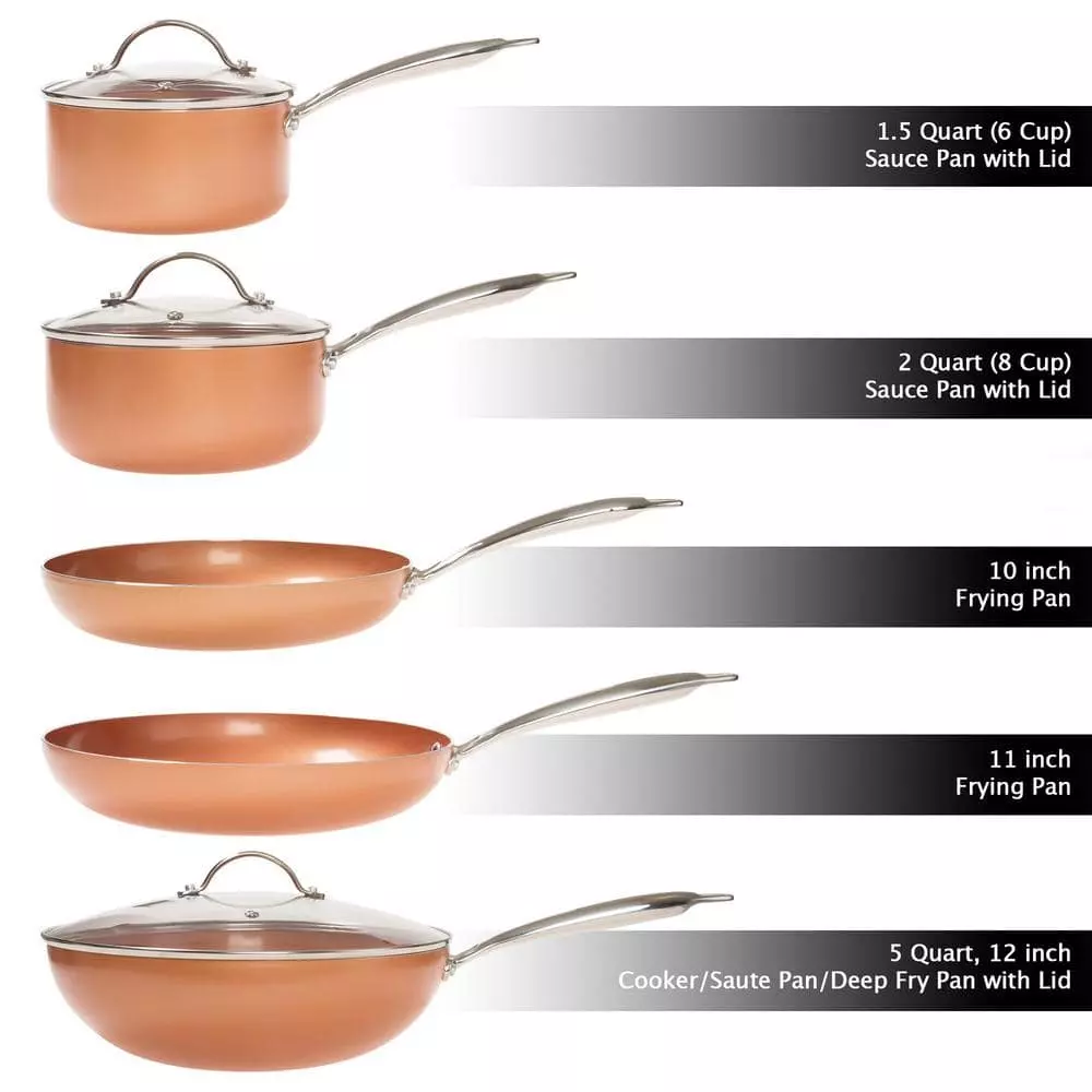 Allumi-Shield 8-Piece Aluminum Ceramic Nonstick Cookware Set in Copper by Classic Cuisine 5 Allumi-Shield 8-Piece Aluminum Ceramic Nonstick Cookware Set in Copper by Classic Cuisine - Image 3