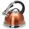 Camille 3.0 Qt. Stainless Steel Whistling Tea Kettle with Aluminum Capsulated Bottom in Metallic Copper by Creative Home