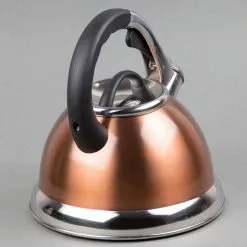 Camille 3.0 Qt. Stainless Steel Whistling Tea Kettle with Aluminum Capsulated Bottom in Metallic Copper by Creative Home -Cookware Sales Shop copper creative home tea kettles 77062 fa 1000