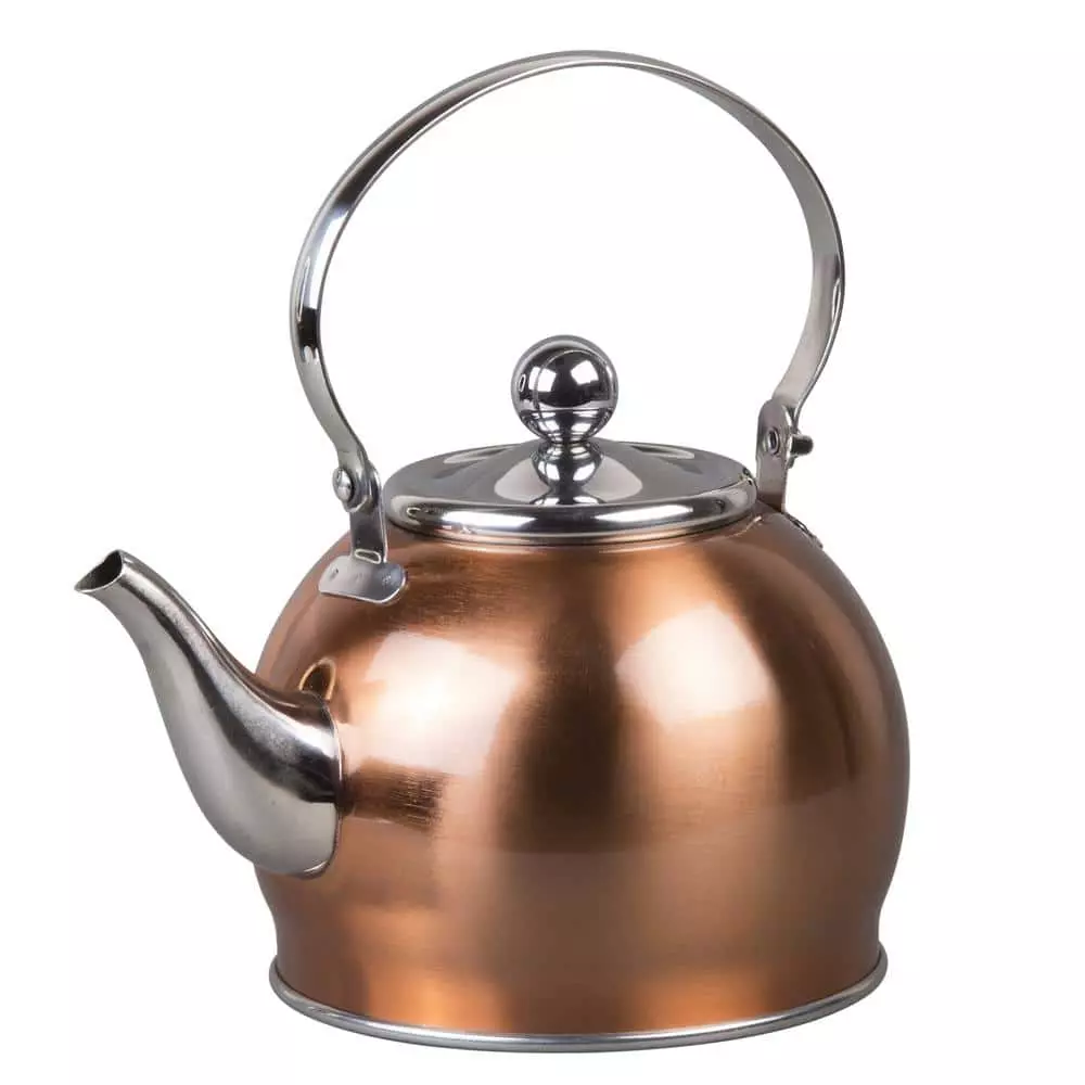 Royal-Tea 4-Cup Stainless Steel Copper Finished Tea Kettle with Stainless Steel Infuser Basket by Creative Home 3 Royal-Tea 4-Cup Stainless Steel Copper Finished Tea Kettle with Stainless Steel Infuser Basket by Creative Home