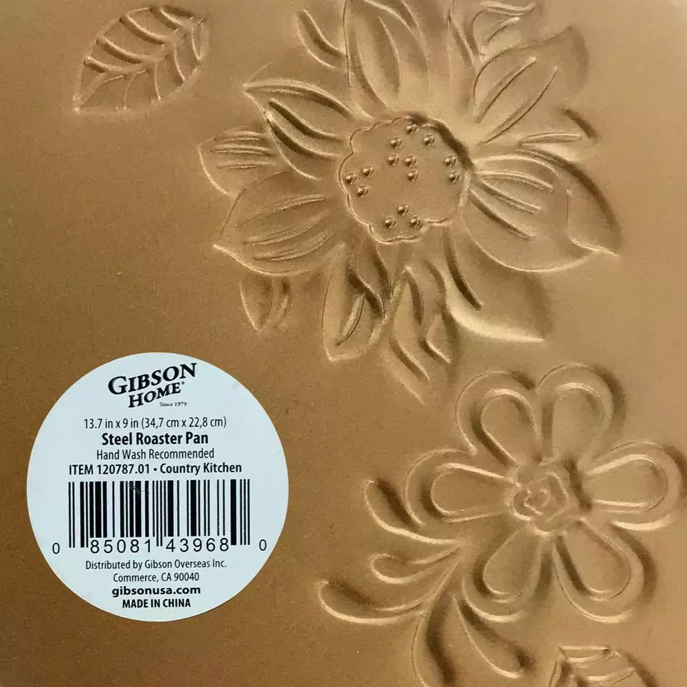Country Kitchen Copper Embossed Carbon Steel 13.75 in. Roaster Pan by Gibson Home 5 Country Kitchen Copper Embossed Carbon Steel 13.75 in. Roaster Pan by Gibson Home - Image 3