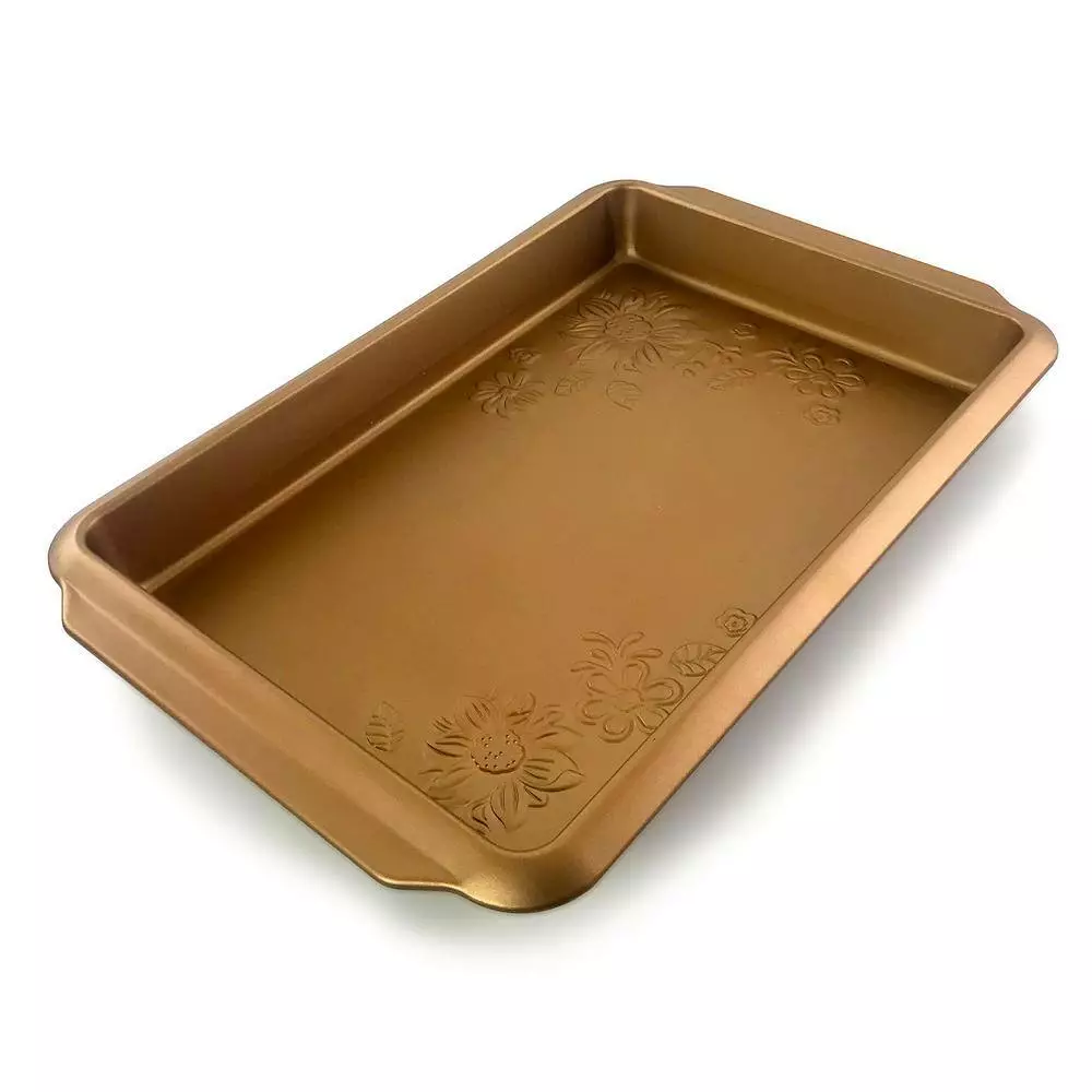 Country Kitchen Copper Embossed Carbon Steel 13.75 in. Roaster Pan by Gibson Home 4 Country Kitchen Copper Embossed Carbon Steel 13.75 in. Roaster Pan by Gibson Home - Image 2