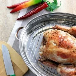 Radiance 17.5 in. 12 qt. Stainless Steel Copper Plated Oval Roasting Pan with Lid and Roasting Rack by GIBSON HOME 17 Radiance 17.5 in. 12 qt. Stainless Steel Copper Plated Oval Roasting Pan with Lid and Roasting Rack by GIBSON HOME -Cookware Sales Shop copper gibson home roasting pans 985116572m 31 1000