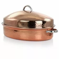 Radiance 17.5 in. 12 qt. Stainless Steel Copper Plated Oval Roasting Pan with Lid and Roasting Rack by GIBSON HOME 16 Radiance 17.5 in. 12 qt. Stainless Steel Copper Plated Oval Roasting Pan with Lid and Roasting Rack by GIBSON HOME -Cookware Sales Shop copper gibson home roasting pans 985116572m 76 1000