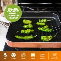 10.5 in. Copper Cast Textured Surface Aluminum Non-Stick Grill Pan by Gotham Steel -Cookware Sales Shop copper gotham steel grill pans 2996 1f 1000