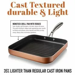 10.5 in. Copper Cast Textured Surface Aluminum Non-Stick Grill Pan by Gotham Steel -Cookware Sales Shop copper gotham steel grill pans 2996 44 1000