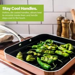 10.5 in. Copper Cast Textured Surface Aluminum Non-Stick Grill Pan by Gotham Steel -Cookware Sales Shop copper gotham steel grill pans 2996 4f 1000