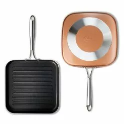 10.5 in. Copper Cast Textured Surface Aluminum Non-Stick Grill Pan by Gotham Steel