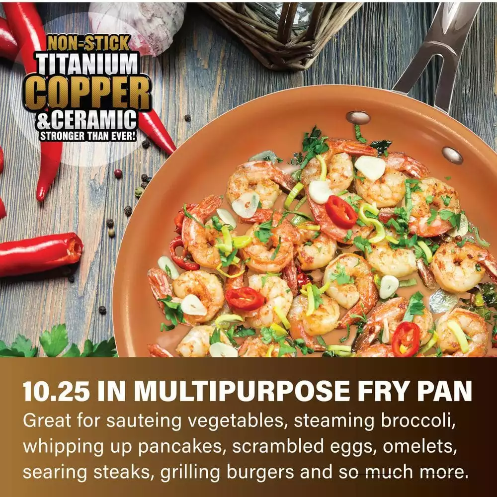 10-Piece Aluminum Ti-Ceramic Nonstick Round Cookware Set with Lids in Copper by Gotham Steel 6 10-Piece Aluminum Ti-Ceramic Nonstick Round Cookware Set with Lids in Copper by Gotham Steel - Image 4