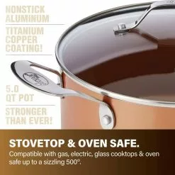 10-Piece Aluminum Ti-Ceramic Nonstick Round Cookware Set with Lids in Copper by Gotham Steel 14 10-Piece Aluminum Ti-Ceramic Nonstick Round Cookware Set with Lids in Copper by Gotham Steel -Cookware Sales Shop copper gotham steel pot pan sets 1993 fa 1000