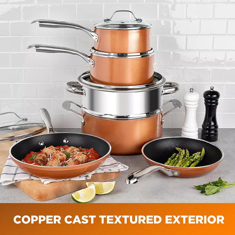 15-Piece Cast-Textured Aluminum Ultra-Nonstick PFOA Free Cookware and Bakeware Set in Copper by Gotham Steel 8 15-Piece Cast-Textured Aluminum Ultra-Nonstick PFOA Free Cookware and Bakeware Set in Copper by Gotham Steel - Image 6