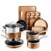 15-Piece Cast-Textured Aluminum Ultra-Nonstick PFOA Free Cookware and Bakeware Set in Copper by Gotham Steel -Cookware Sales Shop copper gotham steel pot pan sets 7683 64 1000