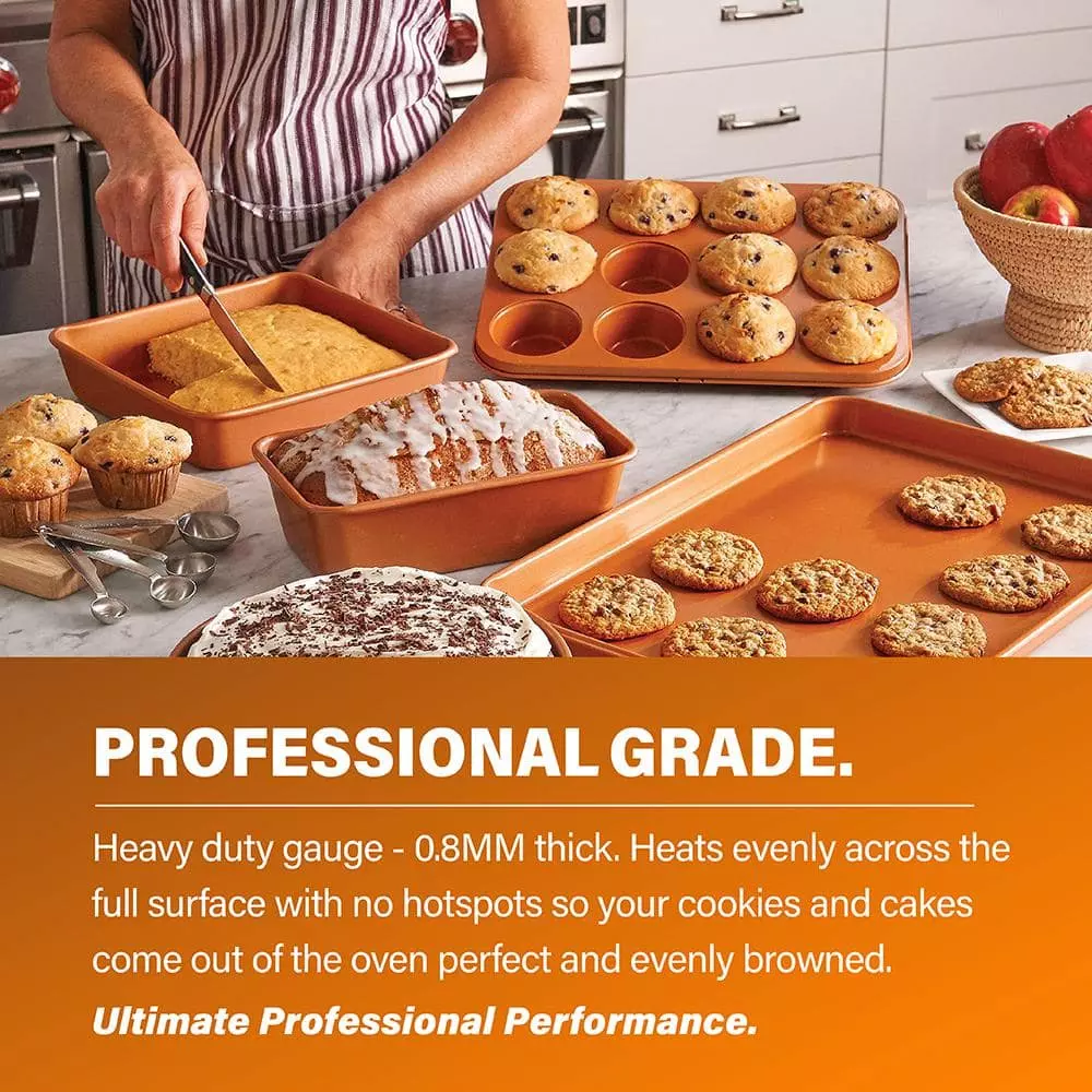 15-Piece Cast-Textured Aluminum Ultra-Nonstick PFOA Free Cookware and Bakeware Set in Copper by Gotham Steel 5 15-Piece Cast-Textured Aluminum Ultra-Nonstick PFOA Free Cookware and Bakeware Set in Copper by Gotham Steel - Image 3