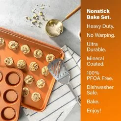 15-Piece Cast-Textured Aluminum Ultra-Nonstick PFOA Free Cookware and Bakeware Set in Copper by Gotham Steel 21 15-Piece Cast-Textured Aluminum Ultra-Nonstick PFOA Free Cookware and Bakeware Set in Copper by Gotham Steel -Cookware Sales Shop copper gotham steel pot pan sets 7683 76 1000
