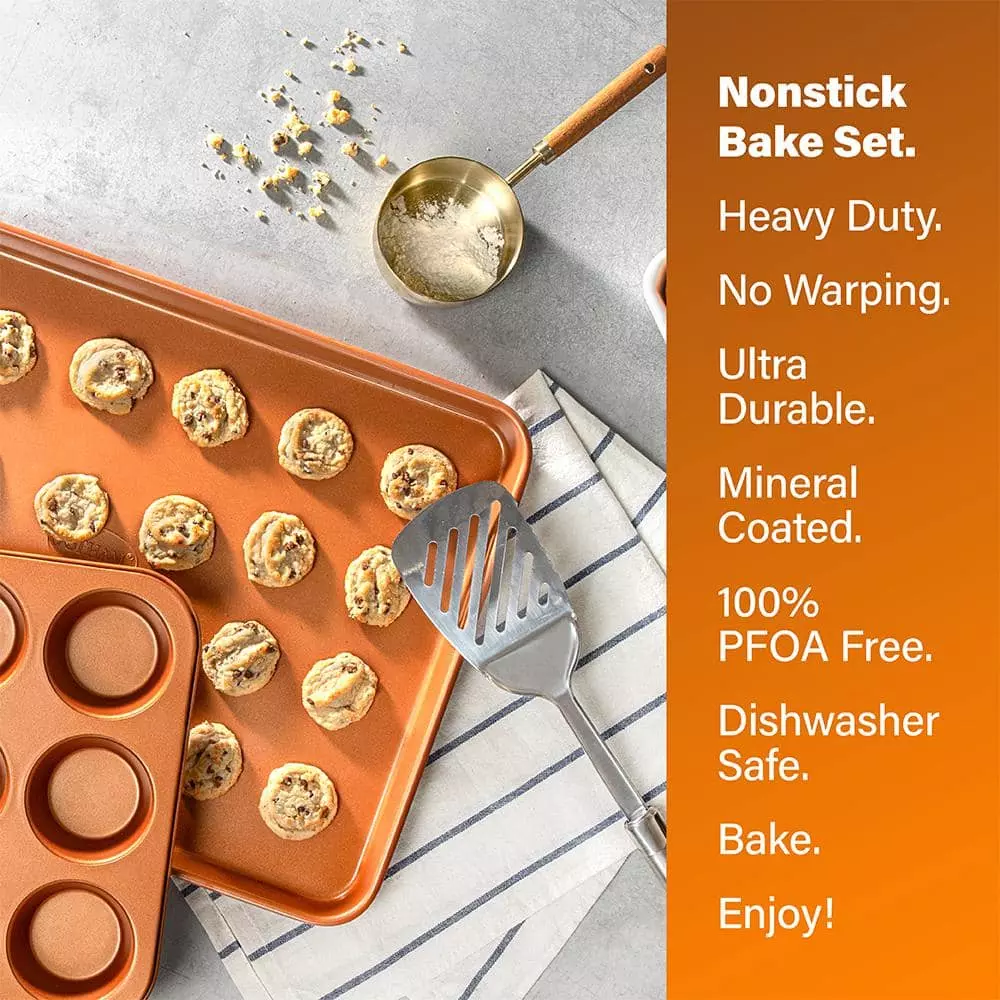 15-Piece Cast-Textured Aluminum Ultra-Nonstick PFOA Free Cookware and Bakeware Set in Copper by Gotham Steel 12 15-Piece Cast-Textured Aluminum Ultra-Nonstick PFOA Free Cookware and Bakeware Set in Copper by Gotham Steel - Image 10