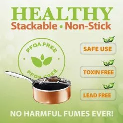 15-Piece Cast-Textured Aluminum Ultra-Nonstick PFOA Free Cookware and Bakeware Set in Copper by Gotham Steel 15 15-Piece Cast-Textured Aluminum Ultra-Nonstick PFOA Free Cookware and Bakeware Set in Copper by Gotham Steel -Cookware Sales Shop copper gotham steel pot pan sets 7683 77 1000