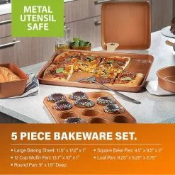 15-Piece Cast-Textured Aluminum Ultra-Nonstick PFOA Free Cookware and Bakeware Set in Copper by Gotham Steel 20 15-Piece Cast-Textured Aluminum Ultra-Nonstick PFOA Free Cookware and Bakeware Set in Copper by Gotham Steel -Cookware Sales Shop copper gotham steel pot pan sets 7683 fa 1000