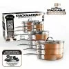 StackMaster 15-Piece Aluminum Ultra-Nonstick Cast Textured Ceramic Coating Cookware Set by Gotham Steel 1 StackMaster 15-Piece Aluminum Ultra-Nonstick Cast Textured Ceramic Coating Cookware Set by Gotham Steel -Cookware Sales Shop copper gotham steel skillets 2741 64 1000
