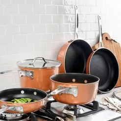 StackMaster 8-Piece Aluminum Ultra-Nonstick Cast Textured Ceramic Coating Cookware Set by Gotham Steel 10 StackMaster 8-Piece Aluminum Ultra-Nonstick Cast Textured Ceramic Coating Cookware Set by Gotham Steel -Cookware Sales Shop copper gotham steel skillets 2867 c3 1000