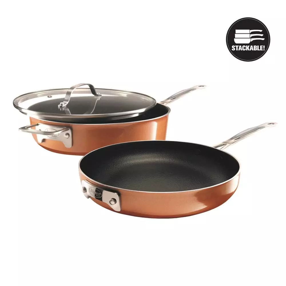 StackMaster 3-Piece Aluminum Ultra-Nonstick Cast Textured Ceramic Coating Cookware Set by Gotham Steel 3 StackMaster 3-Piece Aluminum Ultra-Nonstick Cast Textured Ceramic Coating Cookware Set by Gotham Steel