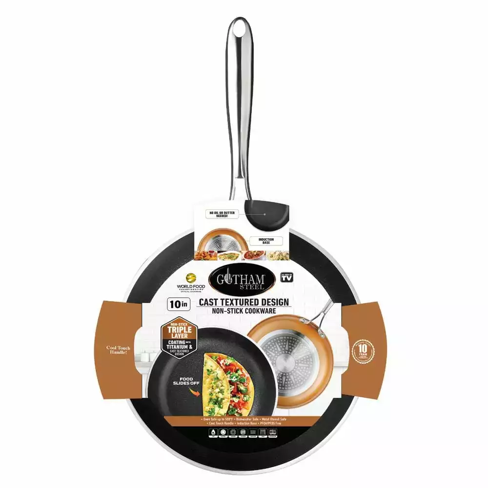 10 in. Copper Cast Textured Surface Aluminum Non-Stick Fry Pan by Gotham Steel 4 10 in. Copper Cast Textured Surface Aluminum Non-Stick Fry Pan by Gotham Steel - Image 2