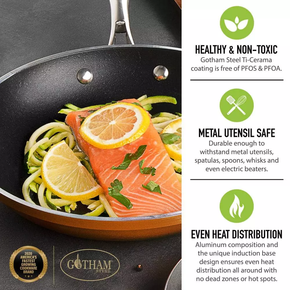 10 in. Copper Cast Textured Surface Aluminum Non-Stick Fry Pan by Gotham Steel 8 10 in. Copper Cast Textured Surface Aluminum Non-Stick Fry Pan by Gotham Steel - Image 6