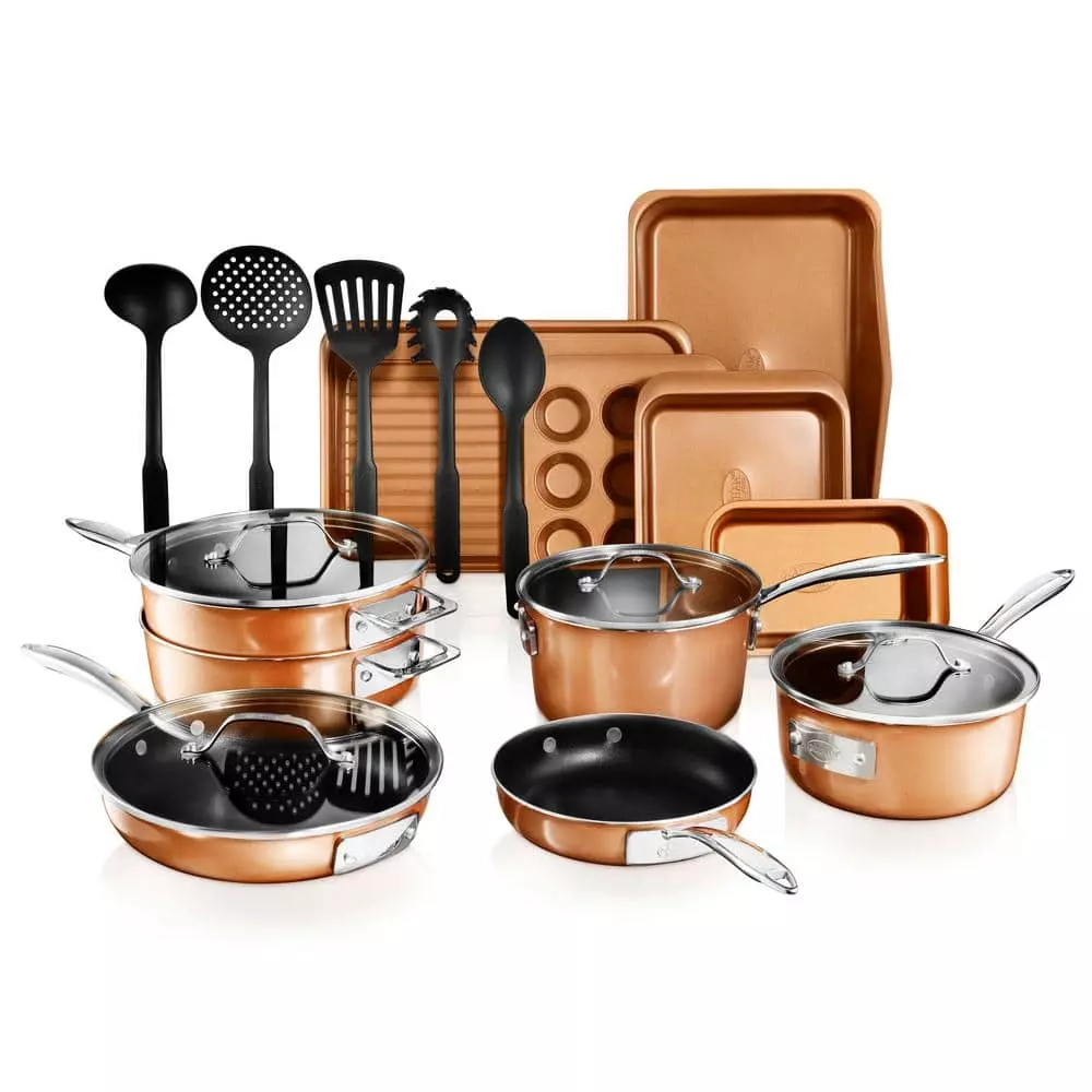 StackMaster 21- Piece Aluminum Cast Textured Ceramic Nonstick Cookware and Bakeware Set with Utensils by Gotham Steel 3 StackMaster 21- Piece Aluminum Cast Textured Ceramic Nonstick Cookware and Bakeware Set with Utensils by Gotham Steel