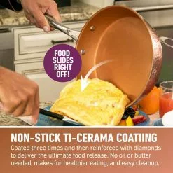 Hammered Copper 3-Piece Aluminum Ti-Ceramic Nonstick Frying Pan Set (8 in., 10 in., and 12 in.) by Gotham Steel -Cookware Sales Shop copper gotham steel skillets 7779 fa 1000