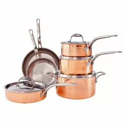 Martellata 10-Piece Copper Cookware Set in Copper by Lagostina -Cookware Sales Shop copper lagostina pot pan sets q554sa64 77 1000
