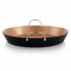 Stonefire 16 in. Carbon Steel Nonstick Frying Pan Paella Pan in Copper by Oster -Cookware Sales Shop copper oster skillets 985116548m 4f 1000