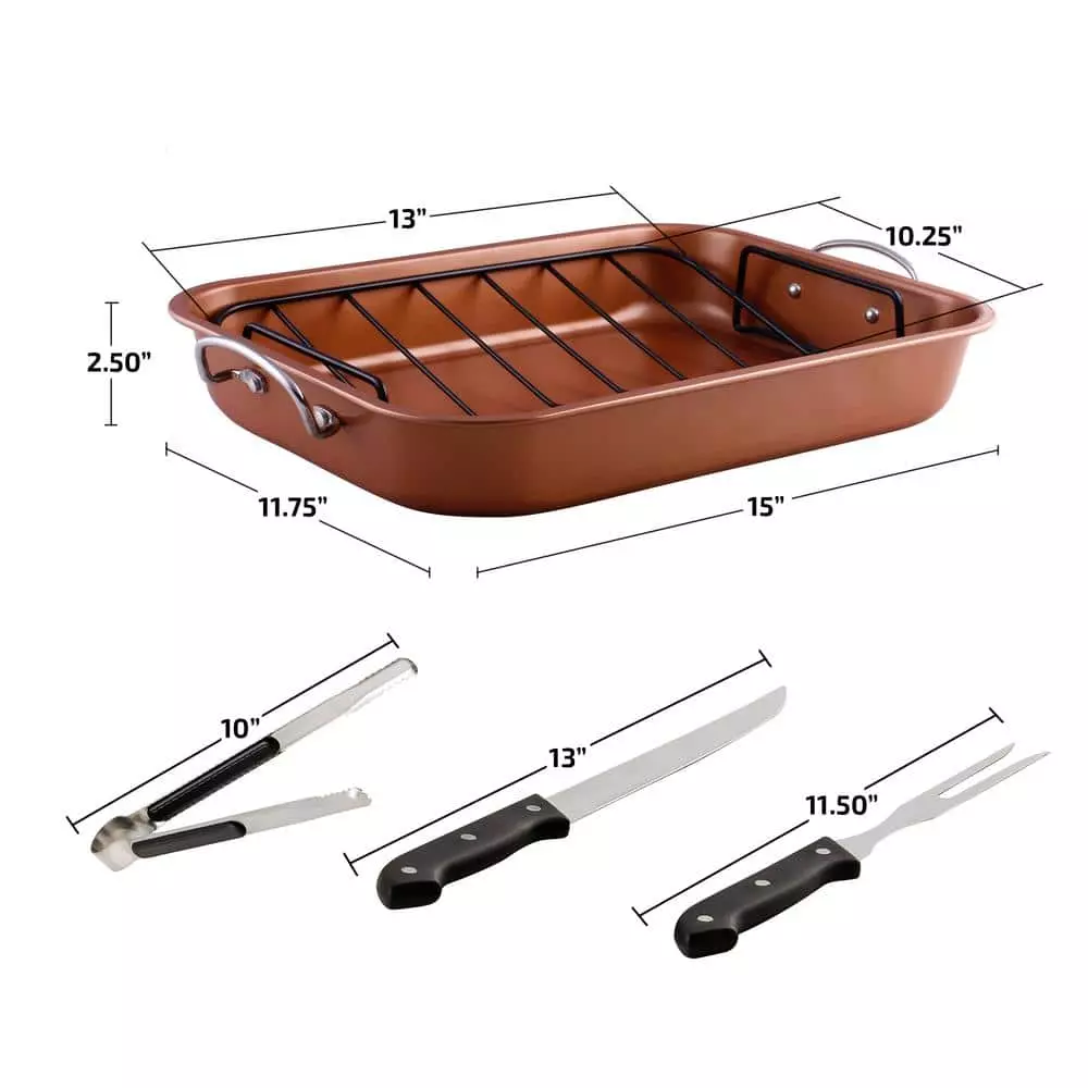 5.5 Qt. Non-Stick Roasting Pan With Carving Set by OVENTE 10 5.5 Qt. Non-Stick Roasting Pan With Carving Set by OVENTE - Image 8