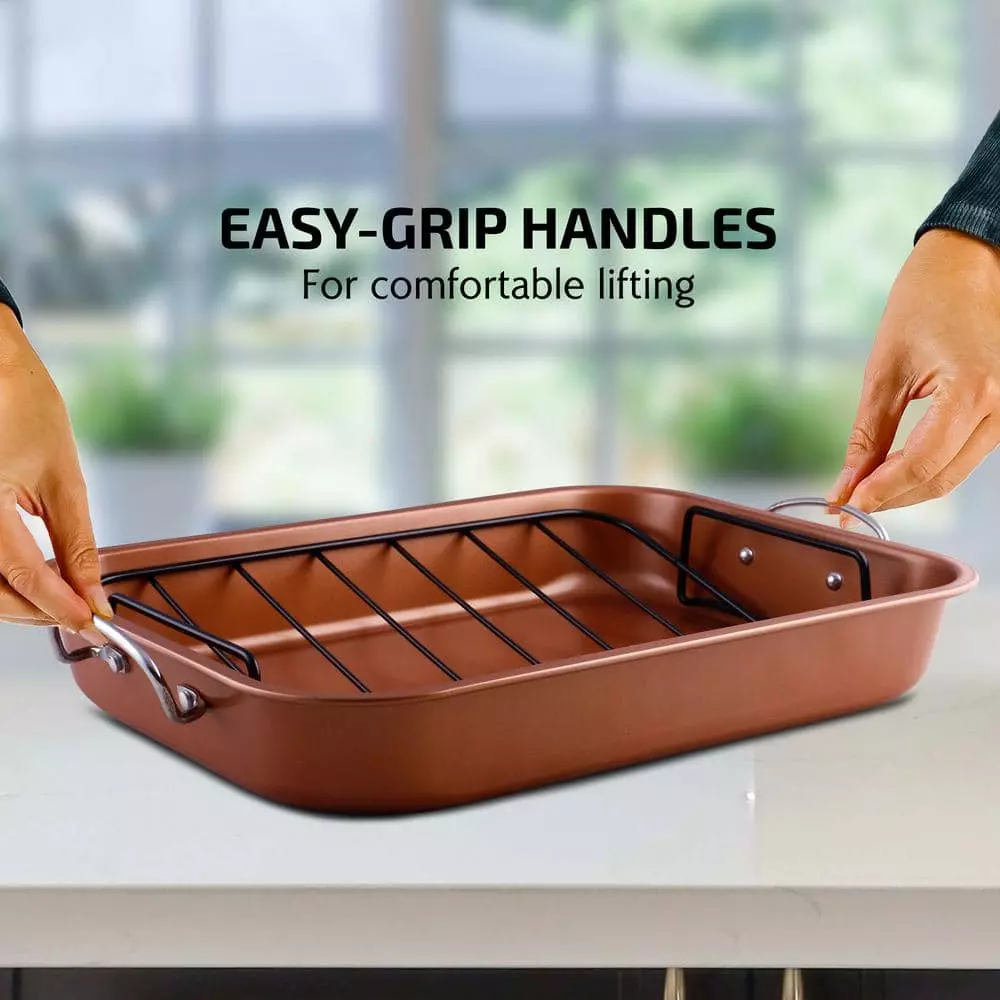 5.5 Qt. Non-Stick Roasting Pan With Carving Set by OVENTE 5 5.5 Qt. Non-Stick Roasting Pan With Carving Set by OVENTE - Image 3