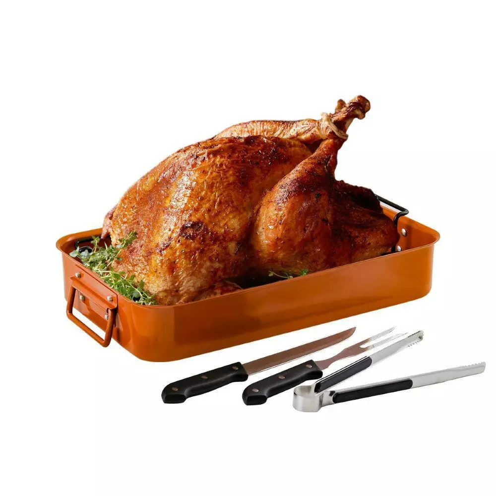 5.5 Qt. Non-Stick Roasting Pan With Carving Set by OVENTE 12 5.5 Qt. Non-Stick Roasting Pan With Carving Set by OVENTE - Image 10
