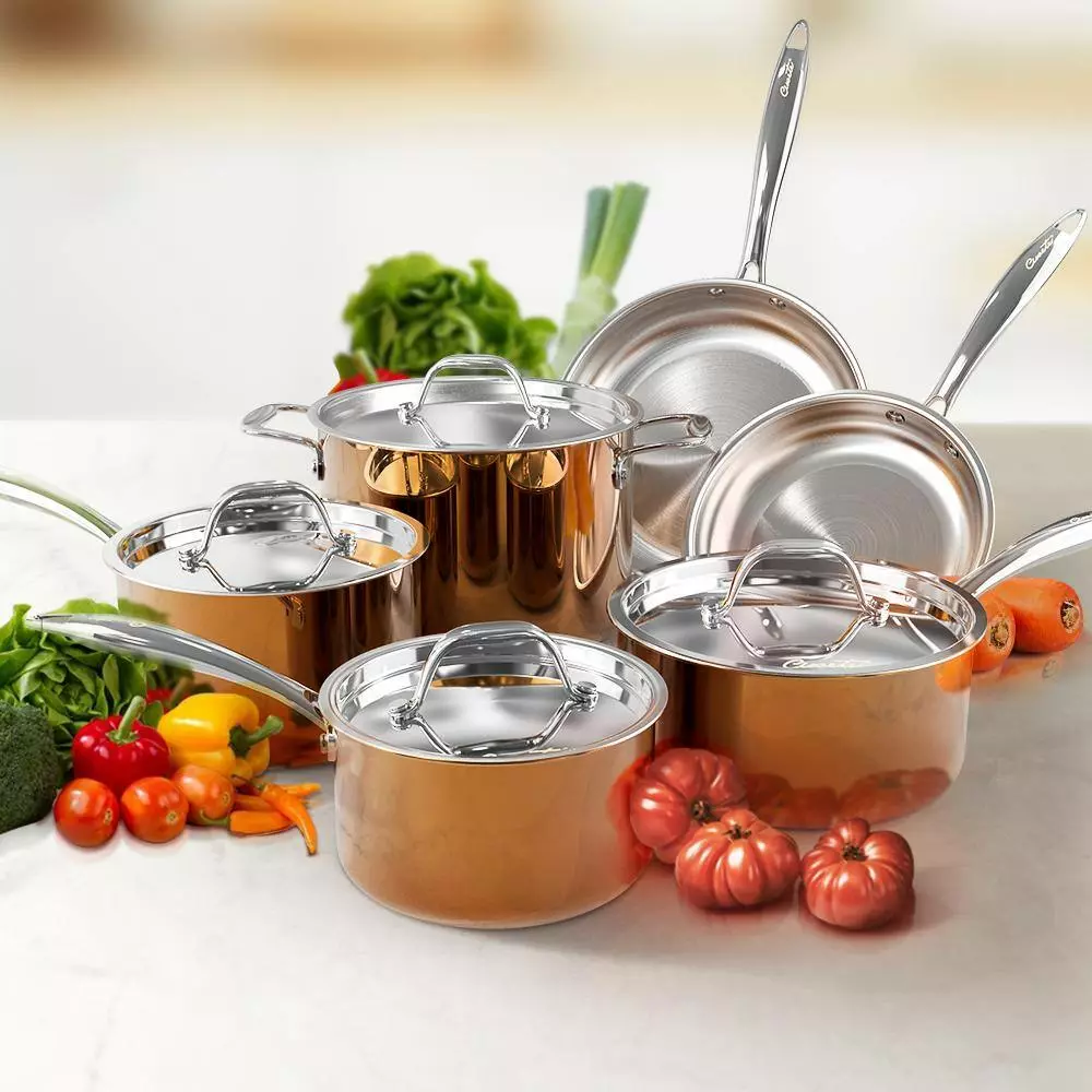 10-Pieces Copper Stainless Steel Cookware Set with Lids by POTS AND PANS JUNIOR 11 10-Pieces Copper Stainless Steel Cookware Set with Lids by POTS AND PANS JUNIOR - Image 9