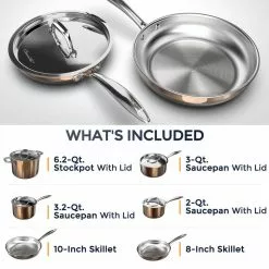 10-Pieces Copper Stainless Steel Cookware Set with Lids by POTS AND PANS JUNIOR 13 10-Pieces Copper Stainless Steel Cookware Set with Lids by POTS AND PANS JUNIOR -Cookware Sales Shop copper pots and pans junior pot pan sets hy10pc03dm 4f 1000