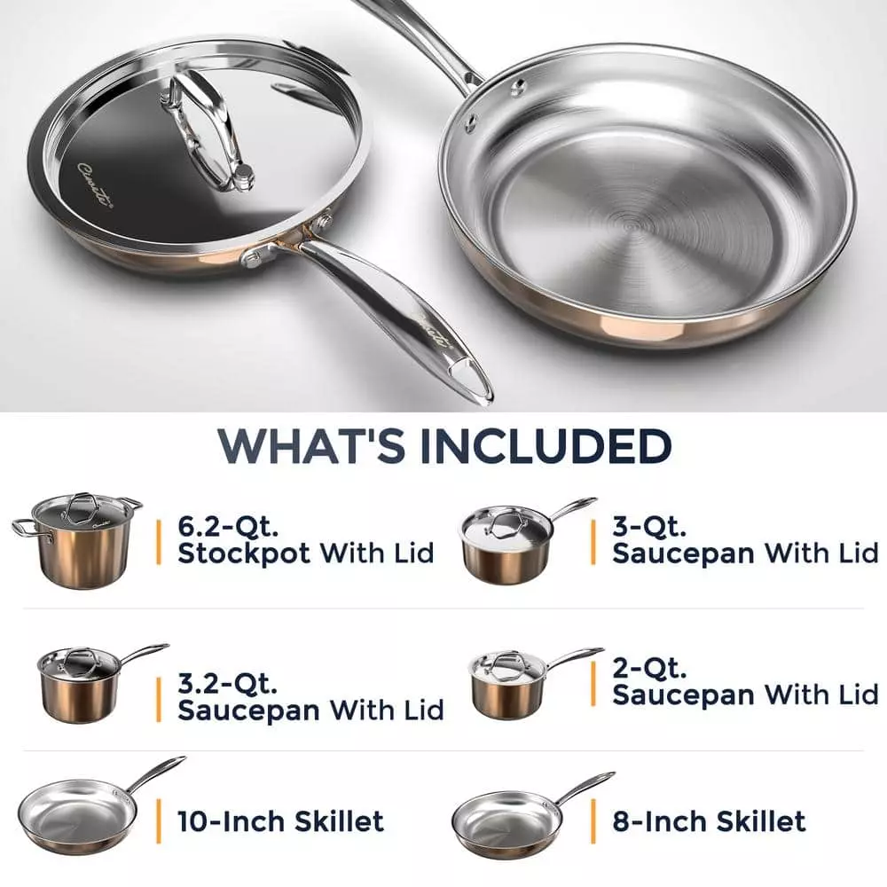 10-Pieces Copper Stainless Steel Cookware Set with Lids by POTS AND PANS JUNIOR 5 10-Pieces Copper Stainless Steel Cookware Set with Lids by POTS AND PANS JUNIOR - Image 3