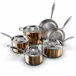 10-Pieces Copper Stainless Steel Cookware Set with Lids by POTSĀ ANDĀ PANS JUNIOR