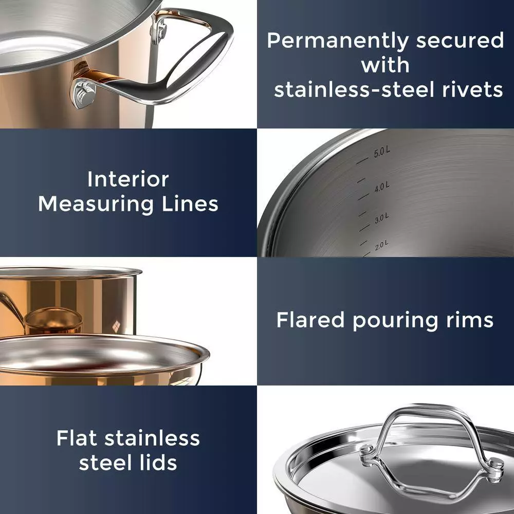 10-Pieces Copper Stainless Steel Cookware Set with Lids by POTS AND PANS JUNIOR 9 10-Pieces Copper Stainless Steel Cookware Set with Lids by POTS AND PANS JUNIOR - Image 7