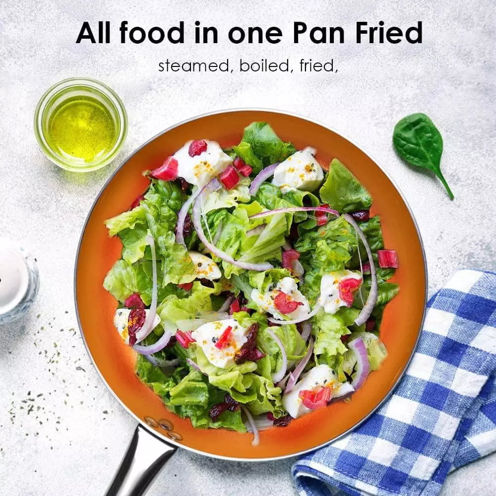 CSK 8 in. Aluminum Non Stick Frying Pan in Copper with Lid by Unbranded 5 CSK 8 in. Aluminum Non Stick Frying Pan in Copper with Lid by Unbranded - Image 3