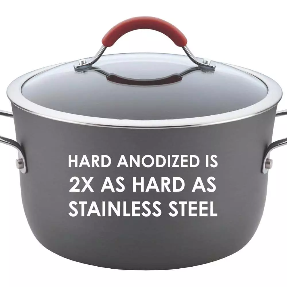 Cucina 11 in. Hard-Anodized Aluminum Nonstick Grill Pan in Cranberry Red and Gray by Rachael Ray 7 Cucina 11 in. Hard-Anodized Aluminum Nonstick Grill Pan in Cranberry Red and Gray by Rachael Ray - Image 5