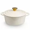 2.8 qt. Durable Cast Iron Dutch Oven Casserole Pot in Cream Enamel by Lexi Home 2 2.8 qt. Durable Cast Iron Dutch Oven Casserole Pot in Cream Enamel by Lexi Home -Cookware Sales Shop cream dutch ovens lb5439 64 1000