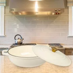 5 qt. Durable Cast Iron Low Pot Dutch Oven in Cream by Lexi Home -Cookware Sales Shop cream dutch ovens lb5441 1f 1000